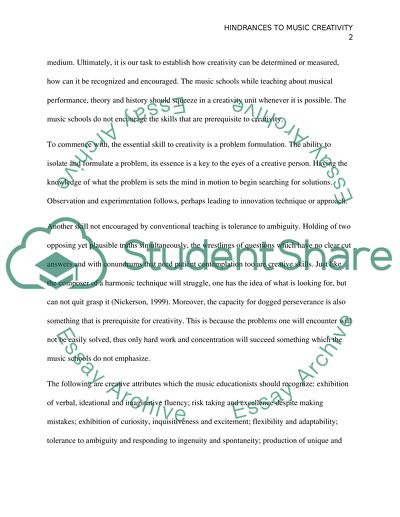 Hindrance of Music Creativity by Post Secondary Music Institutions