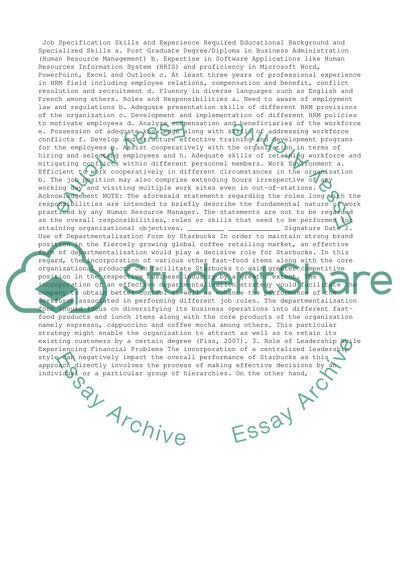 Case Study: Starbucks Structure