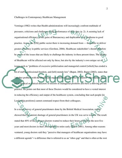 The value of leadership in the contemporary healthcare organisations