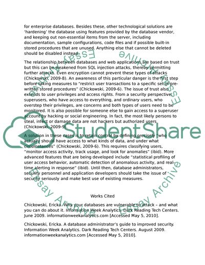 The Security Risks Associated with Online Access to Databases