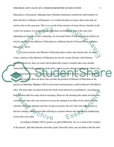 The Role and Value of a Church Minister of Education