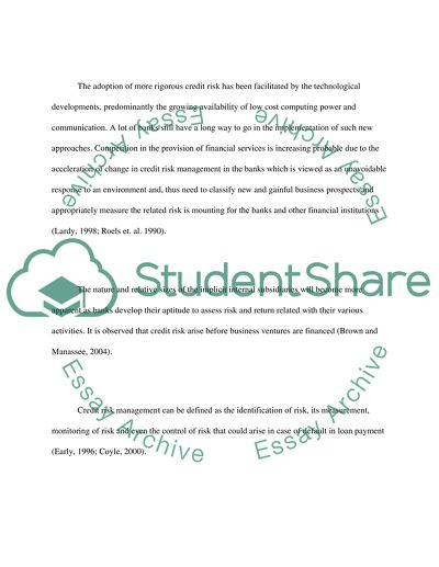 A critical study of credit risk management in the First Bank of Nigeria PLC