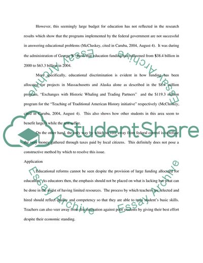 Discriminatory Practices In The Federal Control Of American Education