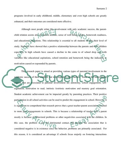 Correlations Between Student Academic Achievement and Parental Involvement