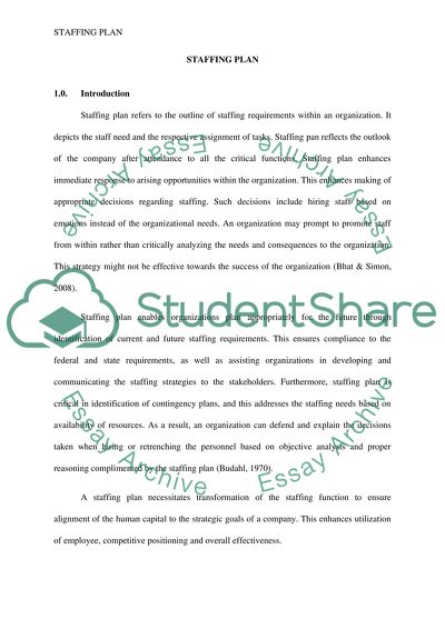 Sample Staffing Plan Template from studentshare.info