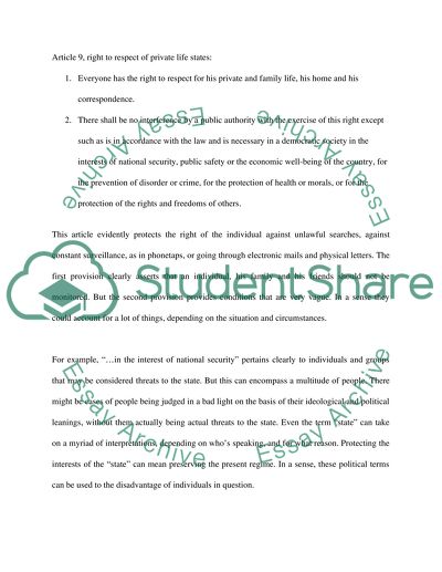 Analysis of 8 to 11 of the European Convention on Human Rights
