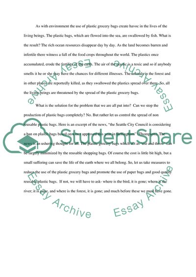 Plastic Grocery Bags- a curse for ecological stability