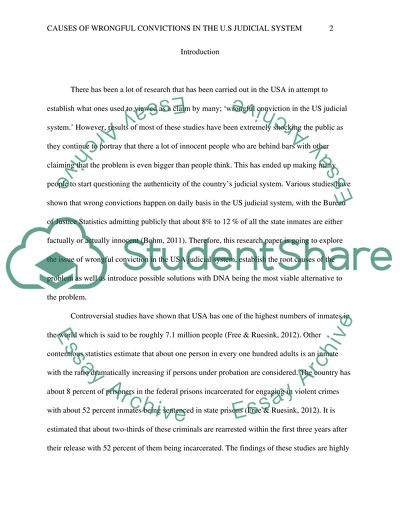 Causes of Wrongful Convictions in the United Sates judicial System