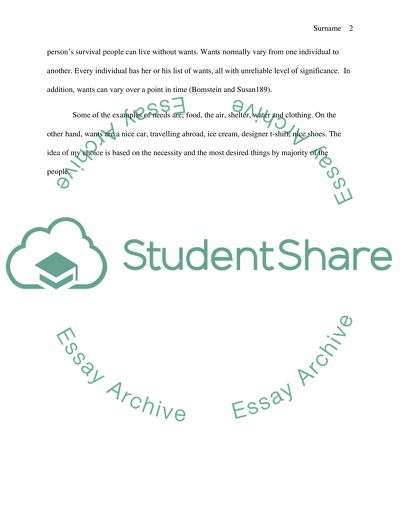 The Disparity between Needs and Wants