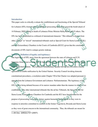 Operation of the Special Tribunal for Lebanon