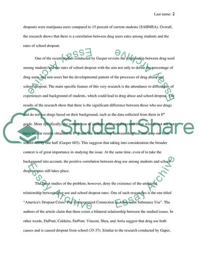 Americas Dropout Crisis and Adolescent Substance Use