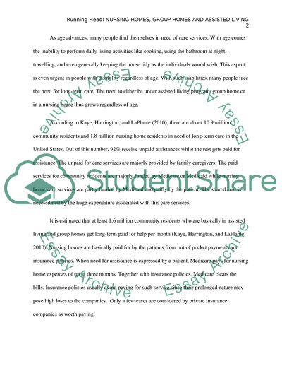 Nursing Homes, Group Homes and Assisted Living