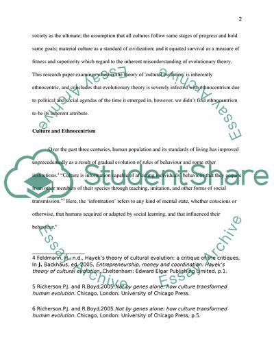 Is the Theory of Cultural Evolution Inherently Ethnocentric