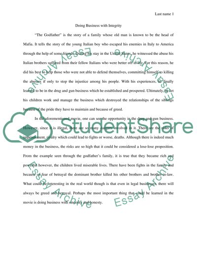 Doing business with integrity