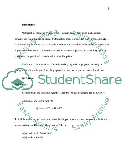 Finding Minima and Maxima Using Mathematical Modeling