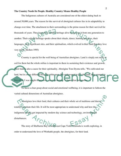 Healthy Country Means Healthy People