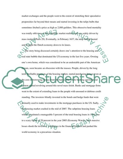Contrast Mackays Tulip Bulb story with the US housing market of the past 45 years