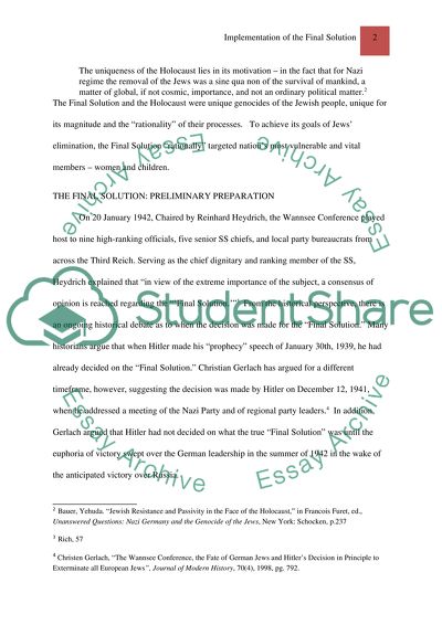 Implementation of the Final Solution