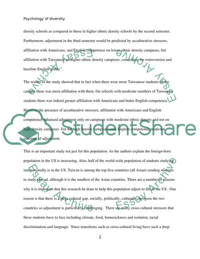 PSY 365 Psychology of Diversity