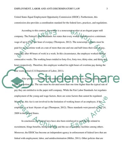 Summarize employment, labor, and anti-discrimination law