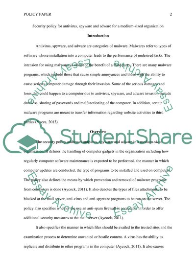 The Analysis of the Security Policy