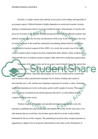 Security of the World Without Nuclear Weapons