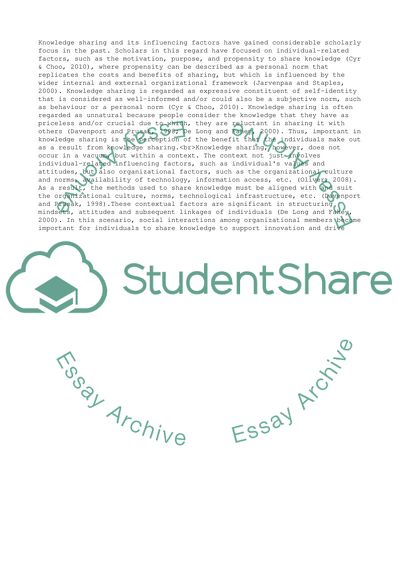 Factors Influencing Employees Knowledge Sharing Behaviour within an Investment Firm in Kuwait