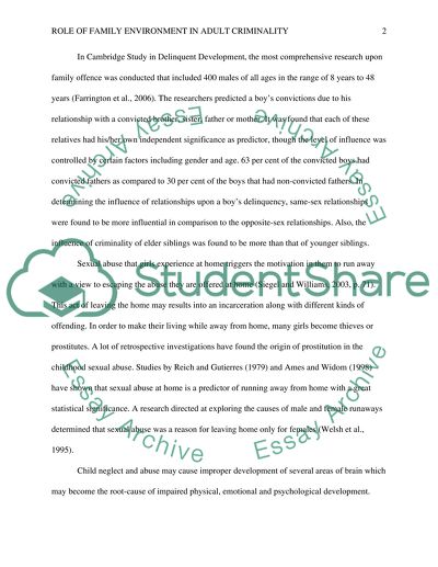 Role of family environment in adult criminality