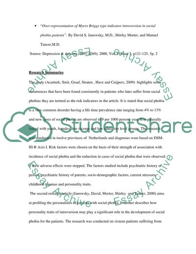 Social Phobia - Anxiety Disorder