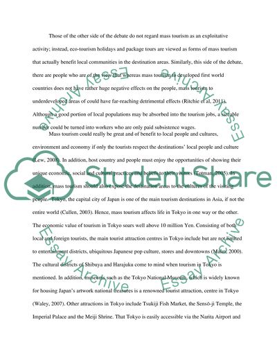 The socio-cultural, economic and environmental impact of mass tourism on Tokyo