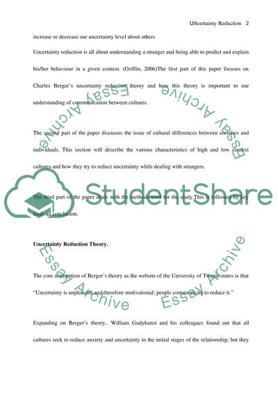 Cultural Differences in Uncertainty Reduction