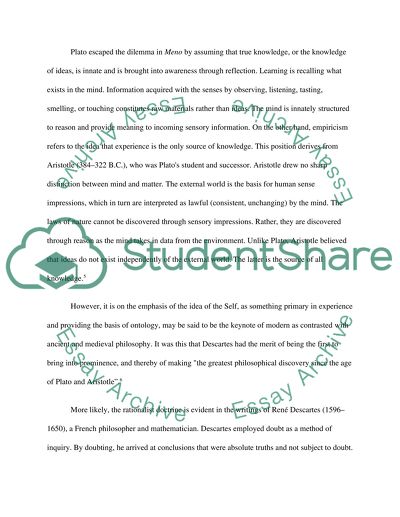 Plato and Descartes: Comparing their Thoughts on Knowledge and Learning