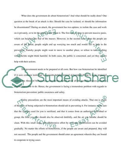 MHE507 - Bio-Terrorism, Module 3 - SLP, Bio-Terrorism preparedness and response
