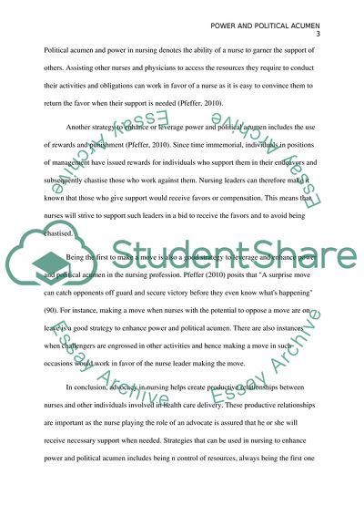 Use of Power and Political Acumen in the Organization