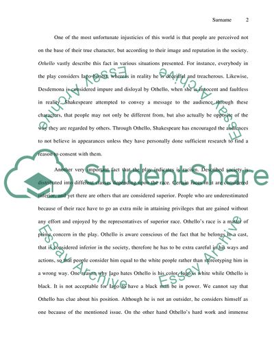 How The William Shakespeares Othello Relates to The Real Life