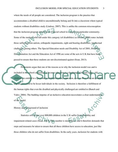 Inclusion Model for Special Education Students