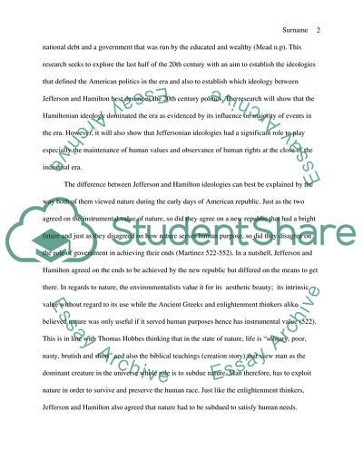 Jeffersonian vs Hamiltonian Visions