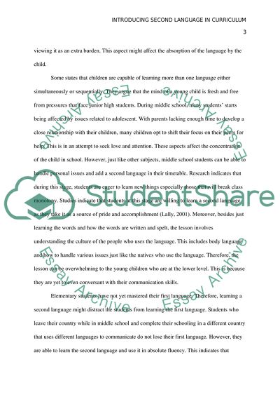 Introducing Second Language in Curriculum