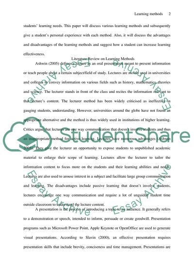 Learning Methods Analysis