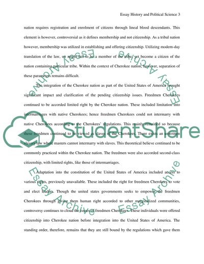 The Different Respects in Which Freemen Were Treated during Reconstruction by the Cherokee Nation