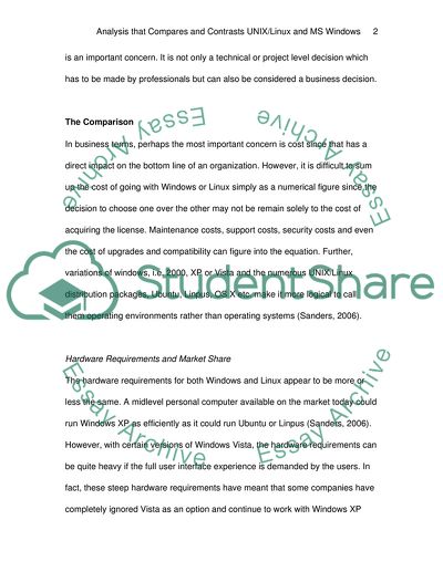 Analysis that Compares and Contrasts UNIX/Linux and MS Windows