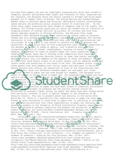 CritiqueThe Analysis of the United Nations and WIPO