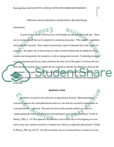 Differences between Qualitative and Quantitative Research Design