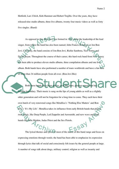 Contrast Songs by Bon Jovi with Ones by Metallica