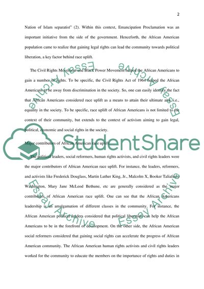 What was Race Uplift for African Americans