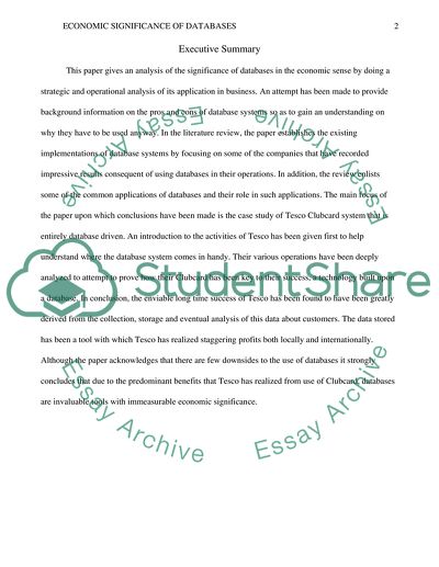 Economic Significance of Databases