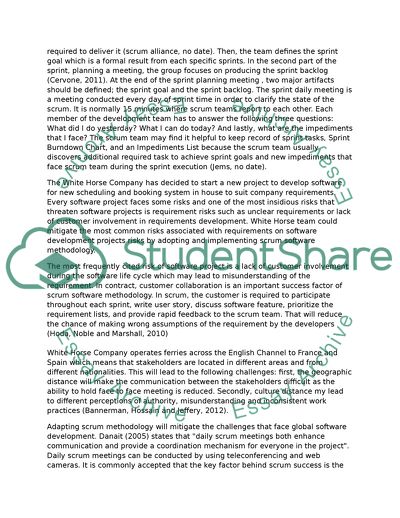 Software Development Methods for White Horse Company