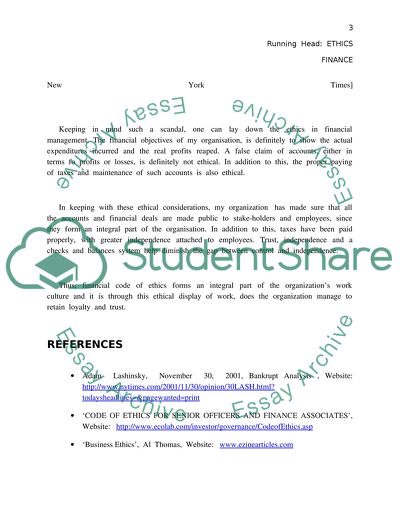Ethics in Financial Management