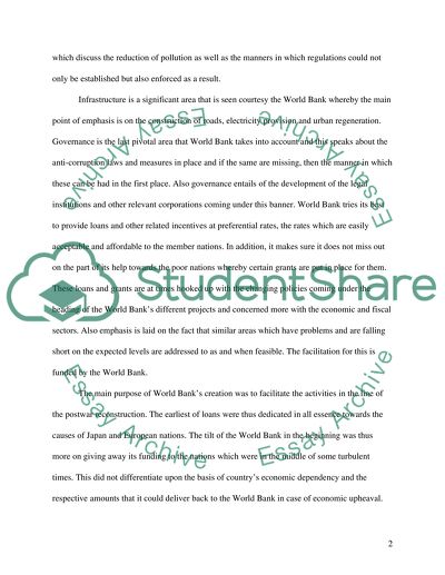 The Role of the World Bank