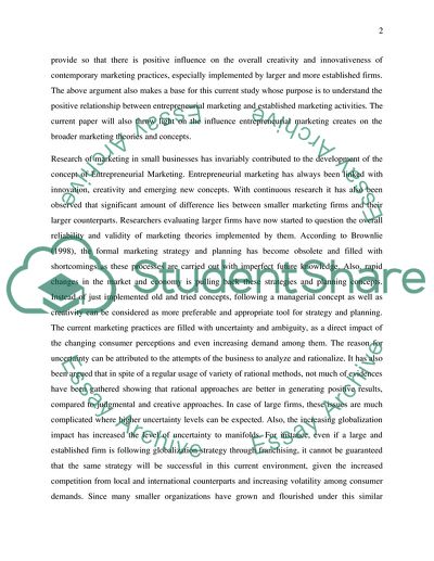 Entrepreneurship in Marketing